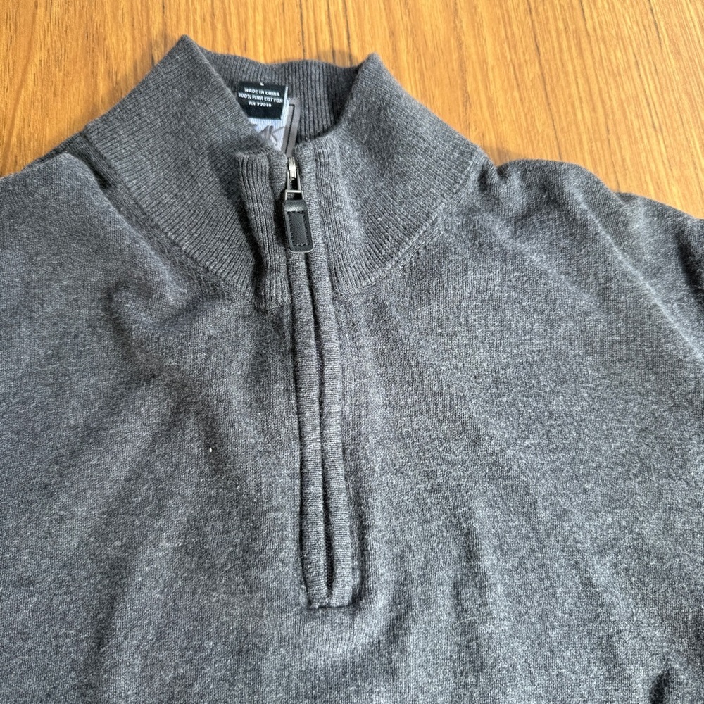 Jos A Bank Quarter Zip Sweater Men’s L 100% Cotton - Picture 3 of 5
